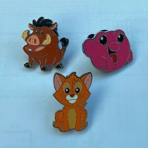 Lot of 3 - Disney Pixie Plush Mystery Pin Set 2024 - Pumbaa Oliver Morph Collect